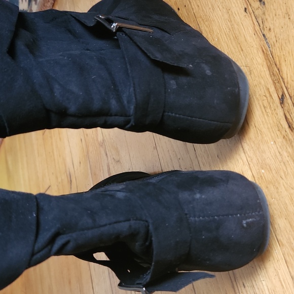 JustFab Jentry Black Over-the-Knee Boots with Buckle Detail - Picture 7 of 9